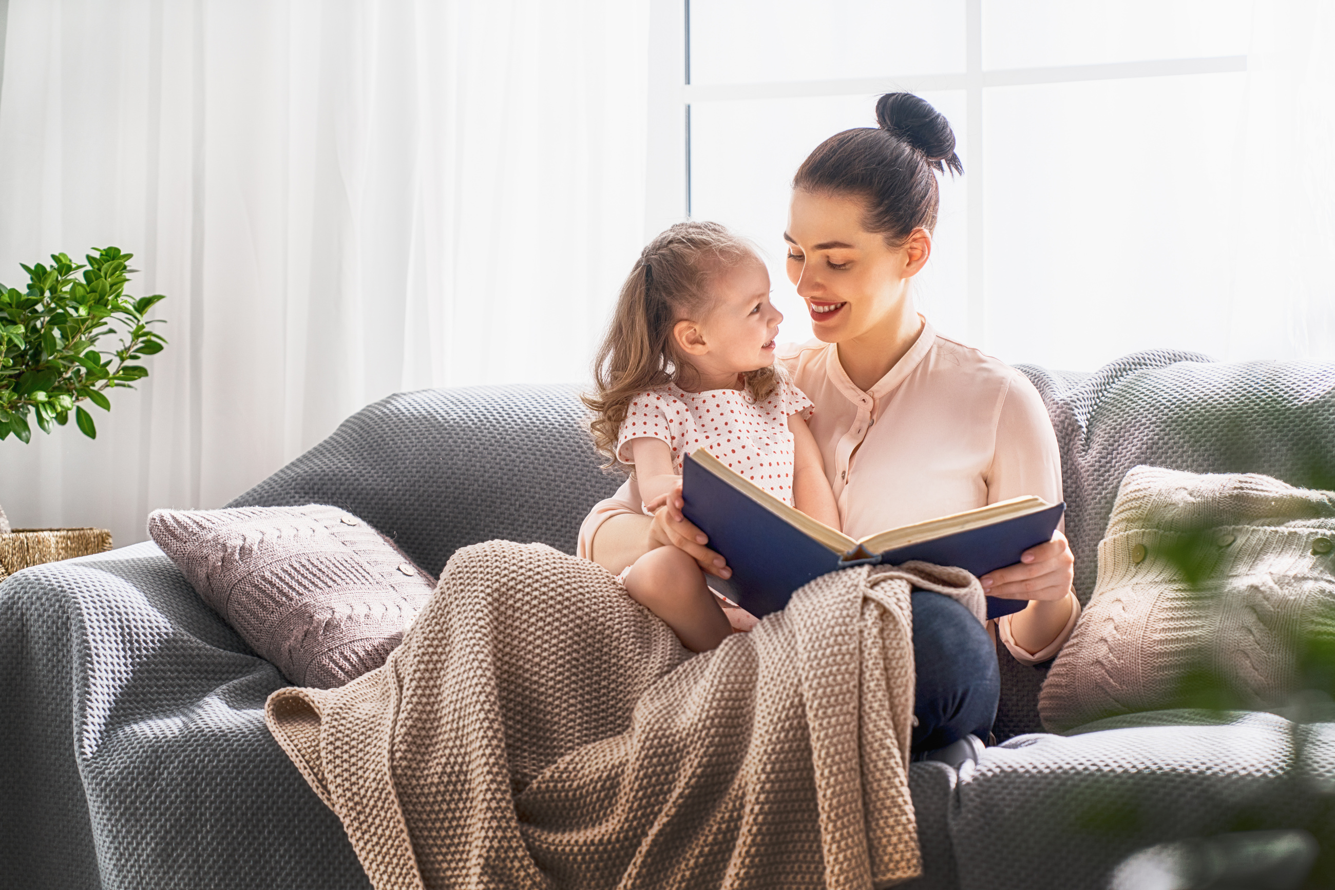 Mom and Child Reading a Book